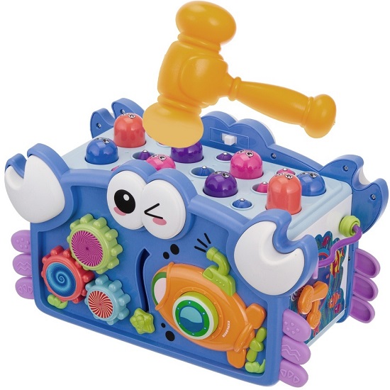 Развивающий игровой центр "Крабик" "Elefantino", пианино, пищалка, часики, игра с молоточком, рыбалка, сортер, свет. эффекты,  IT109569
