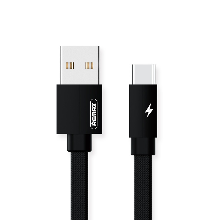 Кабель USB <--> Type-C  2.0м REMAX RC-094a Kerolla, плоский, чёрный