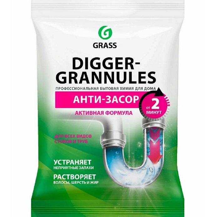 Средство для прочистки труб GRASS "DIGGER grannules" (саше 70гр) 125887