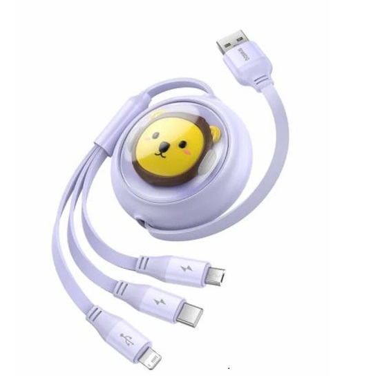 Кабель USB/Type-C <--> Lightning/Type-C/microUSB  1.1м BASEUS CB000063 Leo, фиолетовый