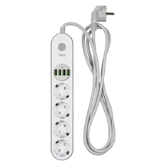 Сетевой фильтр  2.0м TFN POWER 6, белый, 4 розетки. 10A (TFN-POWER6WH)