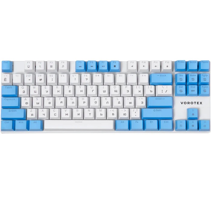 Клавиатура VOROTEX K87S Blue Switch, Синий,белый