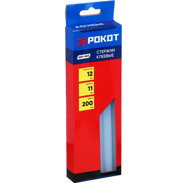 Клеевые стержни РОКОТ D=11mm, L=200mm, прозрачный (упак. 12 шт.)