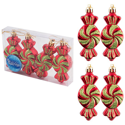 Набор украшений "Яркие конфетки" (4 шт), размер: 9*4*2 см, арт.005644