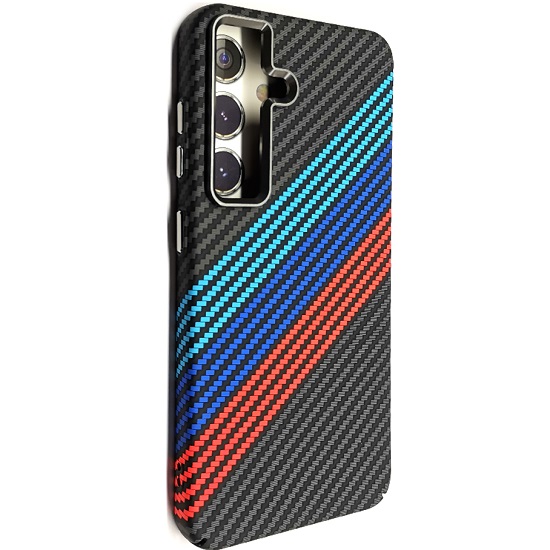 Задняя накладка LUXO Magsafe для SAMSUNG Galaxy S23, под карбон, черный, разноцветные полосы