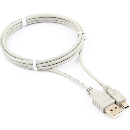 Кабель USB <--> miniUSB 1.8м CABLEXPERT CC-USB2-AM5P-6-N, серый, медь, экран, Pro