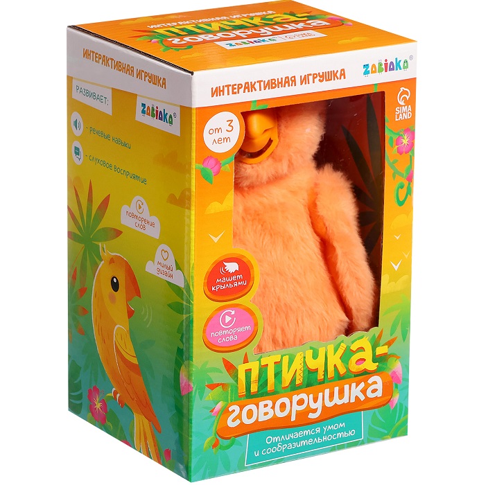 Интерактивная игрушка - повторюшка «Птичка-говорушка», звук, МИКС 9937248