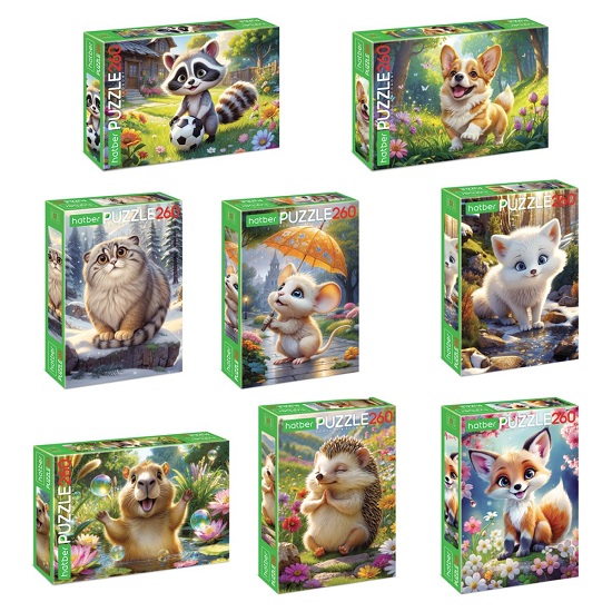 Пазл картонный "МИР ПУШИСТЫХ ЧУДЕС" 260 элементов АССОРТИ, 220х330мм, HATBER