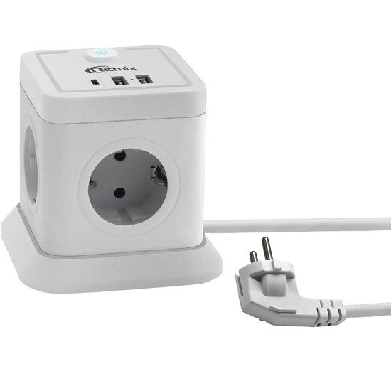 Сетевые фильтр 2.0м RITMIX RM-242C White, 4 розетки, 16A