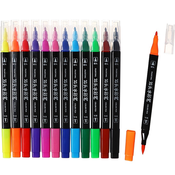 Набор маркеров профессиональных двусторонних 12шт/12цв, в пластиковом пенале с ручкой   9950884