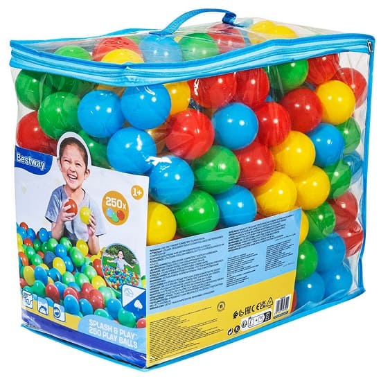 Пластиковые мячи 6.5см BESTWAY, 250шт для игровых центров, от 2 лет, 52554