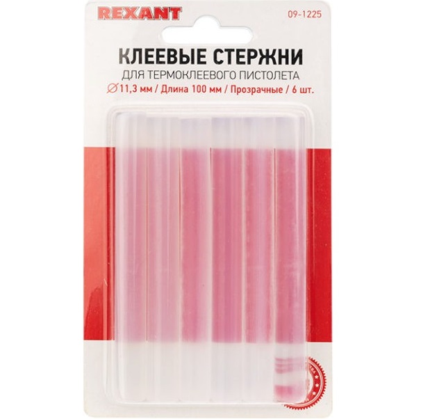 Клеевые стержни REXANT, Ø11 мм, 100 мм, прозрачные, 6 шт., блистер