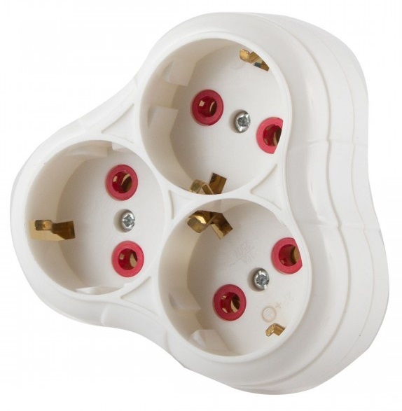 Колодка 3 гн. 16А/250B с заземлением круглая (SBE-16-A03-3z)