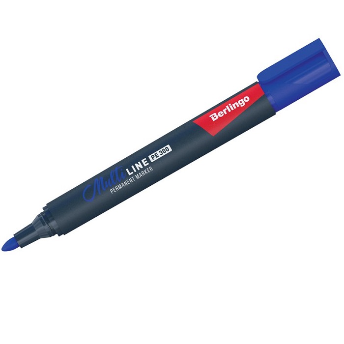 Маркер перманентный Berlingo "Multiline PE300" синий, пулевидный, 3мм BMc_16202