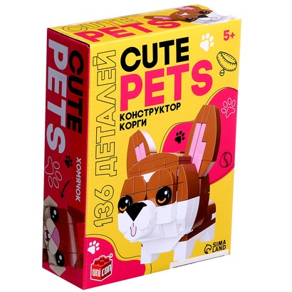 Конструктор UNICON Cute pets, Корги, 136 деталей