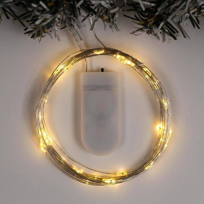 Гирлянда "Нить - Роса" 5 м, свечение тёплое белое, IP20