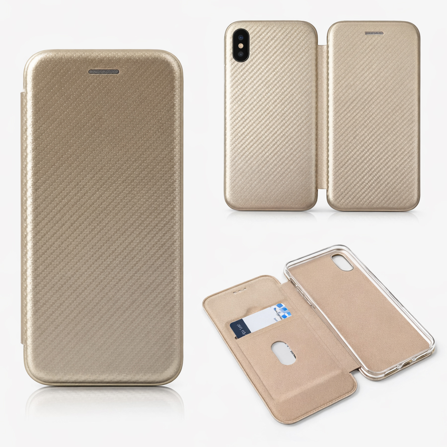 Чехол футляр-книга CHESS для Honor X9C _2025 золотой, карбон