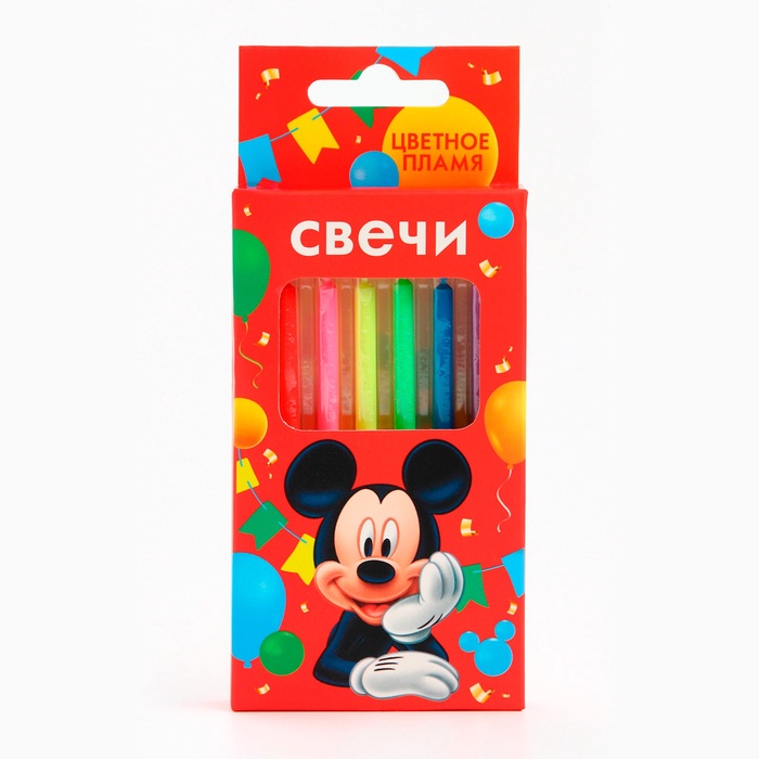 Свечи для торта 6 штук, с цветным пламенем, Микки Маус 5108390