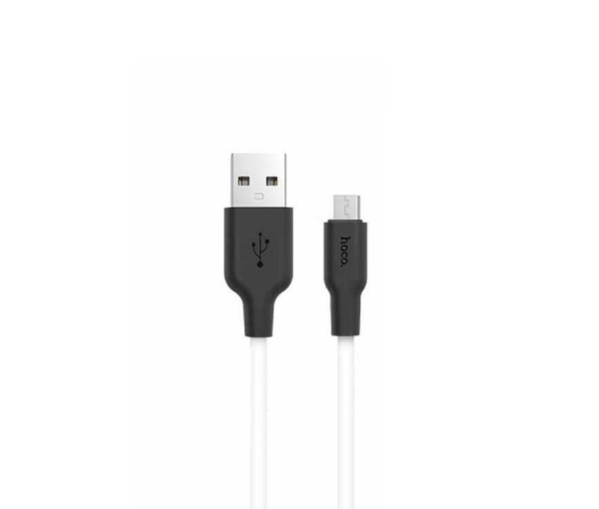 Кабель USB <--> microUSB  1.0м HOCO X21 белый, чёрная вставка