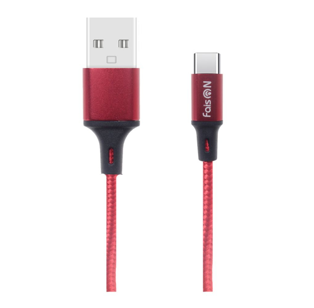 Кабель USB <--> Lightning  1.0м FAISON HX14 ALUM ткань, красный