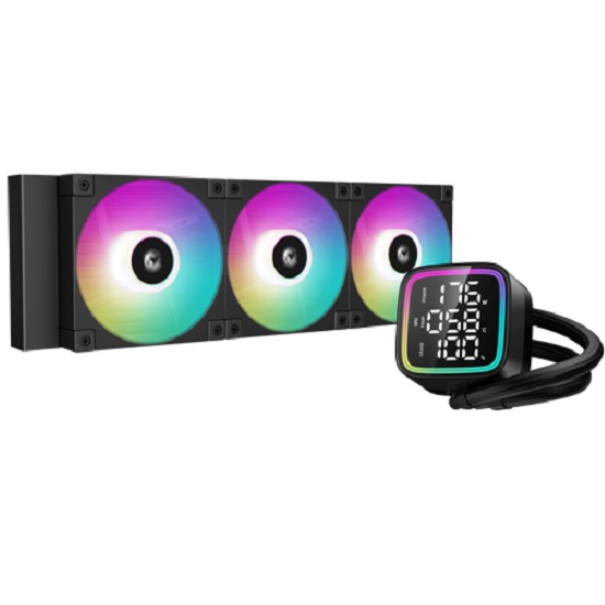 Система жидкостного охлаждения DEEPCOOL LD360 черный, 120 мм, алюминий/медь, 2400 об/мин, 38.71 дБ, 3 pin, 300 Вт (R-LD360-BKMSN-G-1)