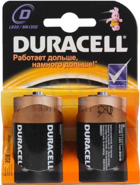 Элемент питания DURACELL LR20 BL-2 (20/60)