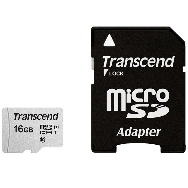 Micro SD 16Gb Transcend 300SUHS-I U1 с адаптером SD