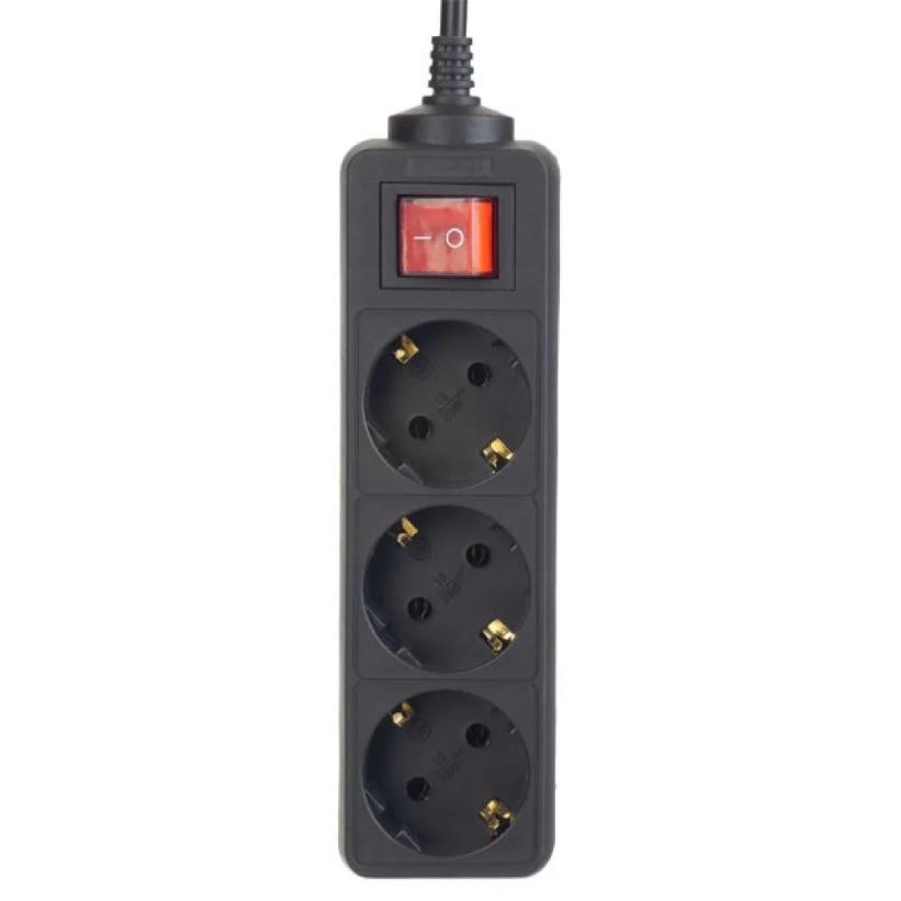 Сетевой удлинитель  3.0м PERFEO POWERMATE 3 розетки, черный, с кнопкой (PF-PM-3/3,0-B)