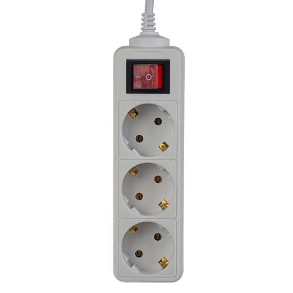Сетевой удлинитель 3.0м PERFEO POWERMATE, белый, 3 розетки, с кнопокой (PF-PM-3/3,0-W)10А