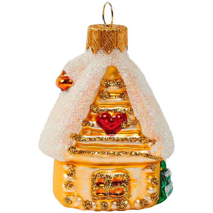 Ёлочное украшение "Домик с елочками" красный, в подарочной упаковке h-9см, ФУ-411/1