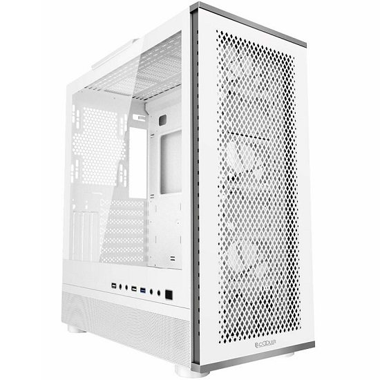 Корпус  PCCooler ME200 MESH WH, Mesh Full Tower, белый, TG, SPCC, 3x120mm ARGB E-ATX, ATX, mATX, mITX 180/380/220mm 4x2.5", 2x3.5", 7+3xP