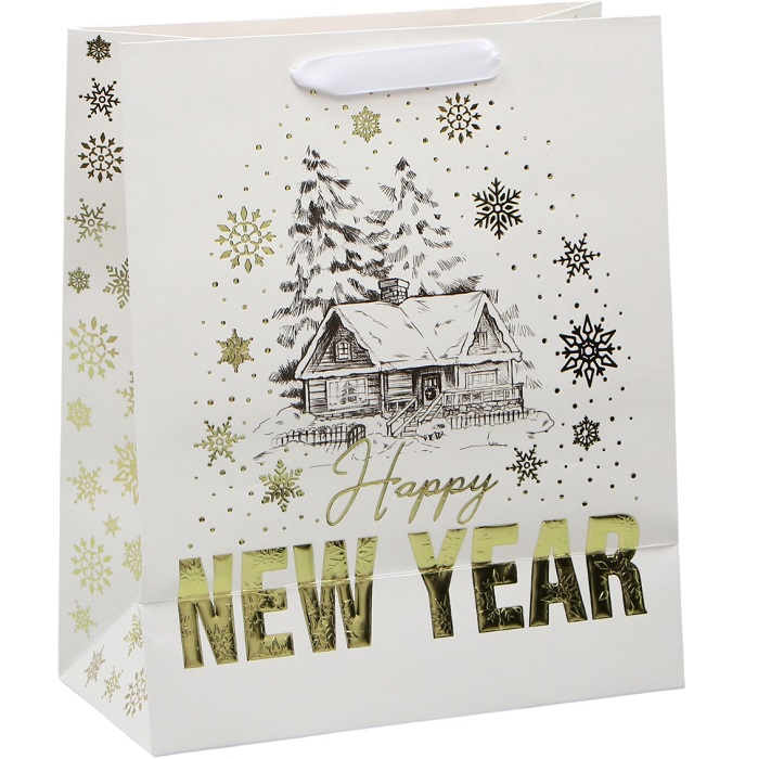 Пакет новогодний «Новогодний домик», ML 23×27×11.5 см 9623971
