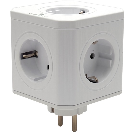 Тройник 5гн. CABLEXPERT Tower CUBE-5-16-W, белый, 16А, заземл, белый, коробка