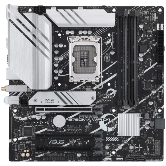 Материнская плата ASUS PRIME B760M-A WIFI D4, LGA 1700, Intel B760, 4xDDR4, 4xSATA, 2xM.2, 1xPCIe 4.0 x16, 1xPCIe 4.0 x4, 1xPCIe 4.0 x1, 2xHDMI, 1xDP,