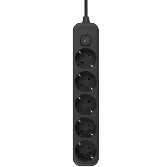 Сетевой фильтр INTRO SFE530-B черный, 3 м, 5 розеток