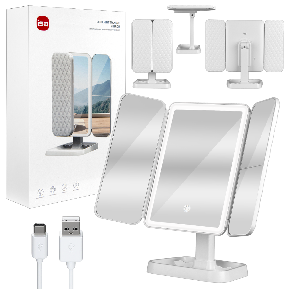 Зеркало для макияжа с подсветкой ML-02 ISA белое