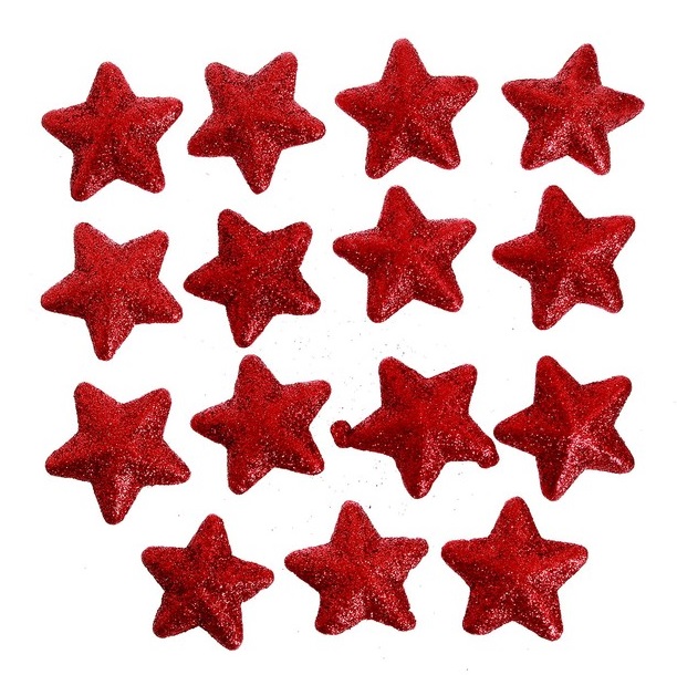 Фигурка для поделок и декора «Звезда», набор 15 шт, размер 1 шт: 3,5×3,5×2 см, цвет красный