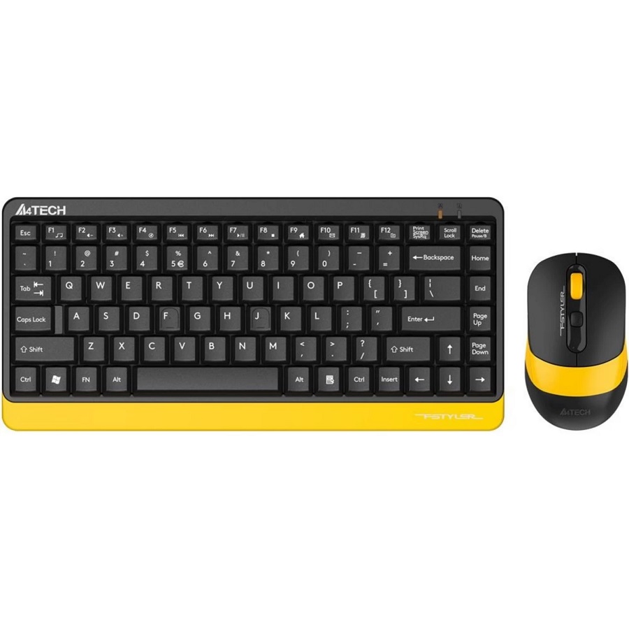 Клавиатура+мышь БП A4TECH Fstyler FG1110 черный/желтая