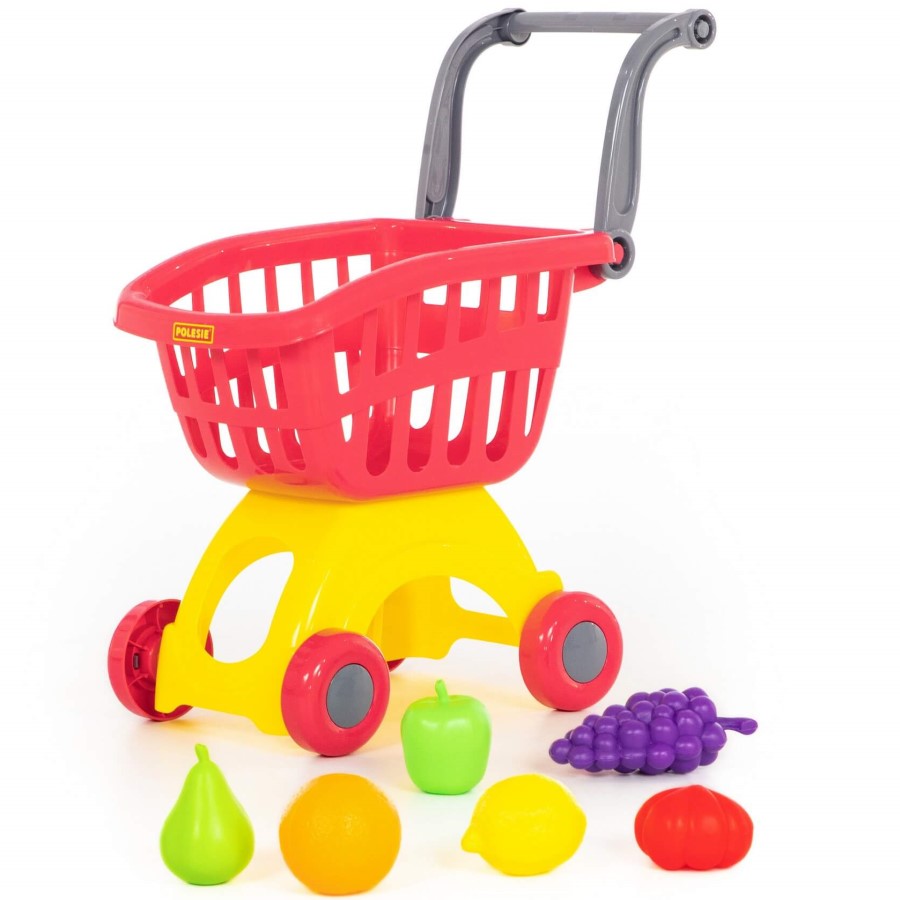 Тележка для маркета ПОЛЕСЬЕ "Мини" + набор продуктов №3 (6 элементов)