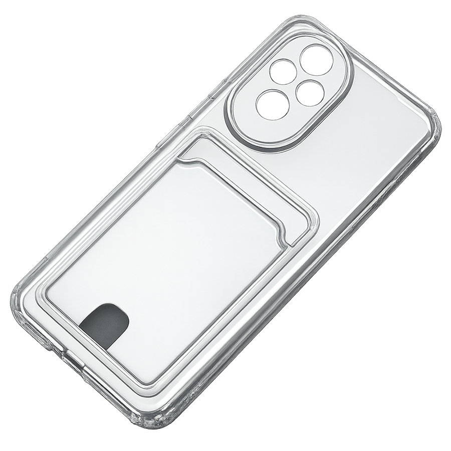 Силиконовый чехол CARD CASE с бортиками для Honor 200LiTE прозрачный, с карманом для пластиковых карт