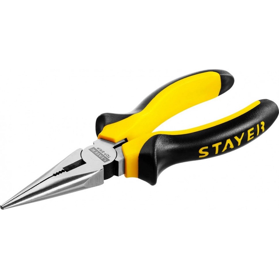 Длинногубцы (тонкогубцы) STAYER, 160мм, 2х-комп. рукоятка (120)