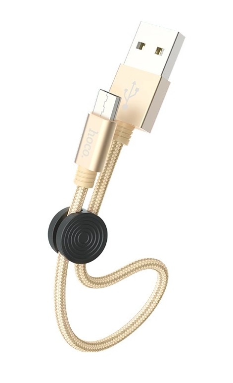 Кабель USB <--> microUSB  0.25м HOCO X35 Premium, ткань, золотой