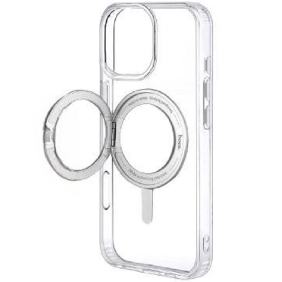 Силиконовый чехол HOCO AS1 Stand Magnetic Case для iPhone 16 Pro Max прозрачный с кольцом