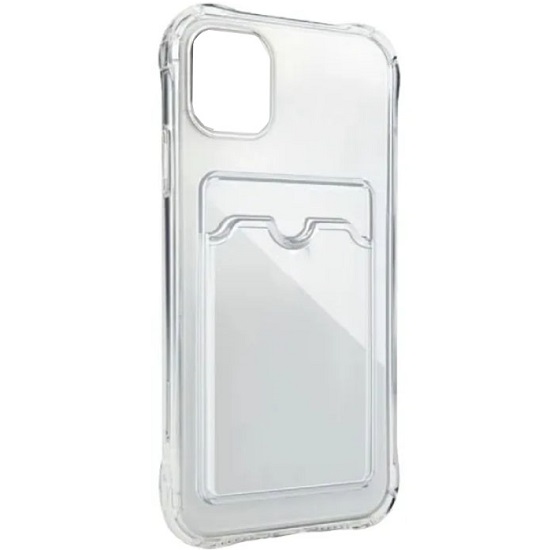 Силиконовый чехол STR для iPhone 12 Mini с отделением под карту (прозрачный)