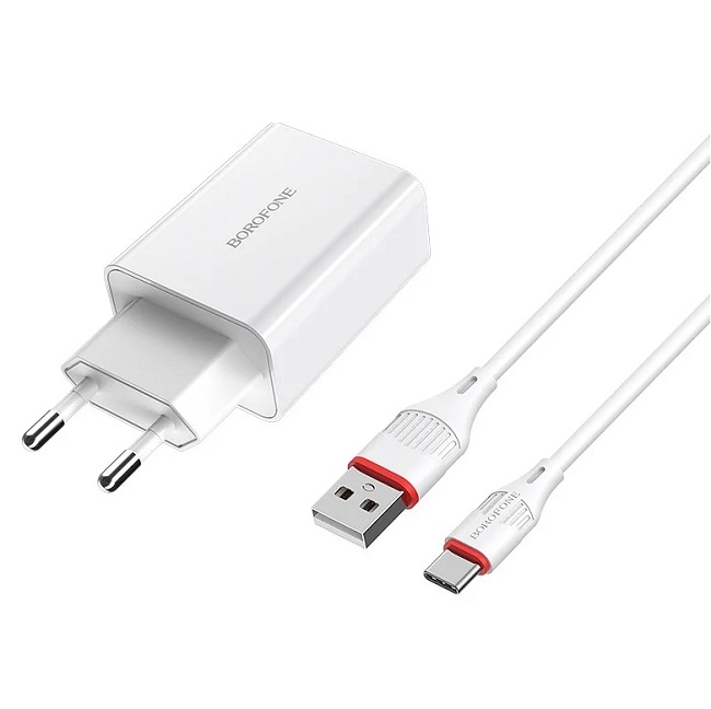 Сетевое ЗУ 1USB 3A BOROFONE BA21A Type-C белый