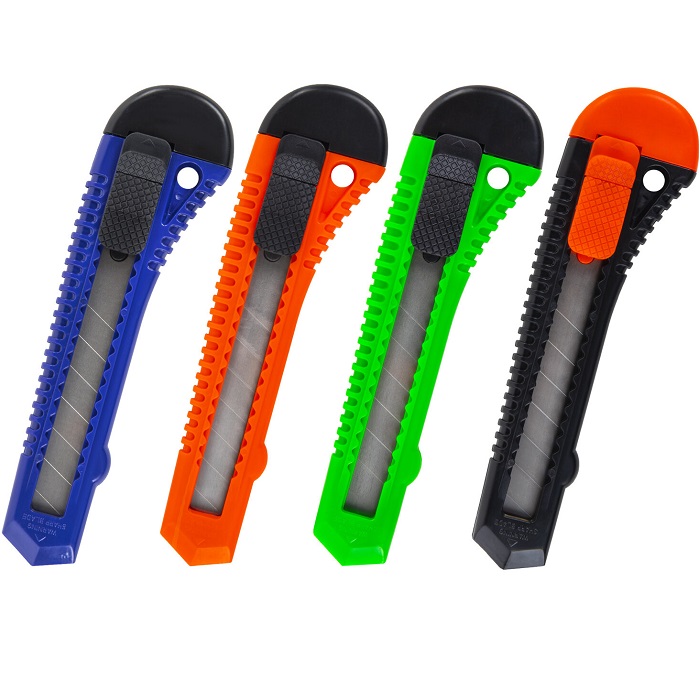 Нож канцелярский 18 мм STAFF Basic фиксатор, цвет корпуса МИКС 230485