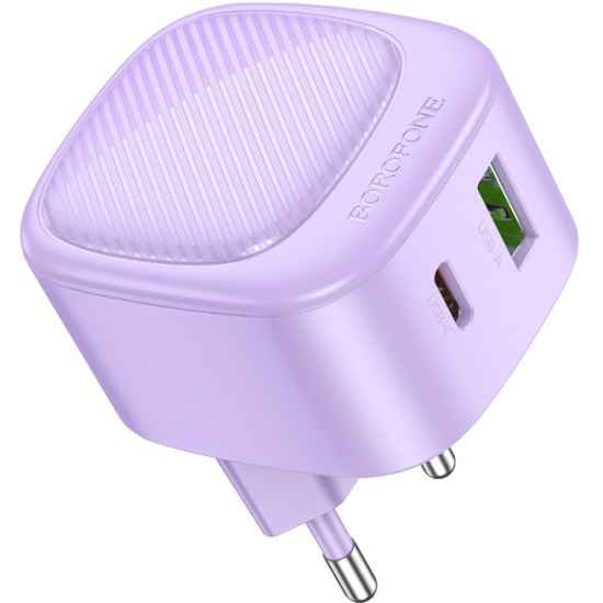 Сетевое ЗУ 1USB/1Type-C 3A BOROFONE BAS22A Purple, Type-C-Type-C, 20Вт 