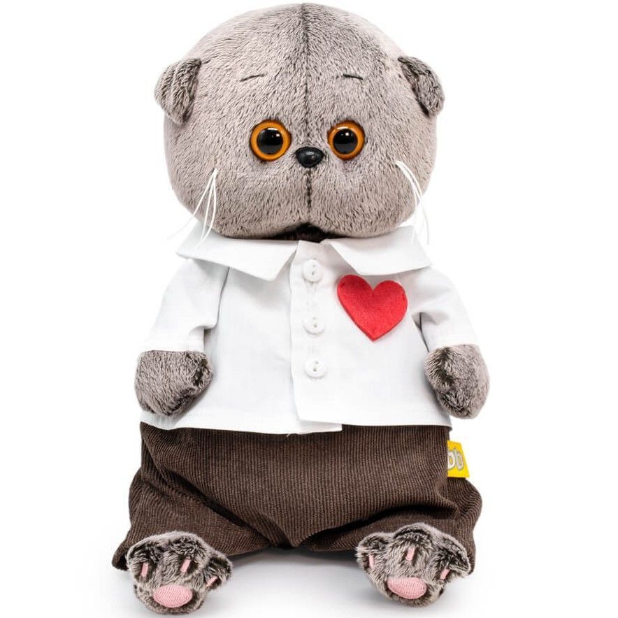 Мягкая игрушка Басик BABY в рубашке с сердечком , 20 см (BB-129)