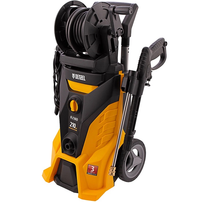 Моечная машина высокого давления DENZEL R-210iD, 2600 Вт, 210 бар, 8,0 л/мин, асинх. двиг., бараб