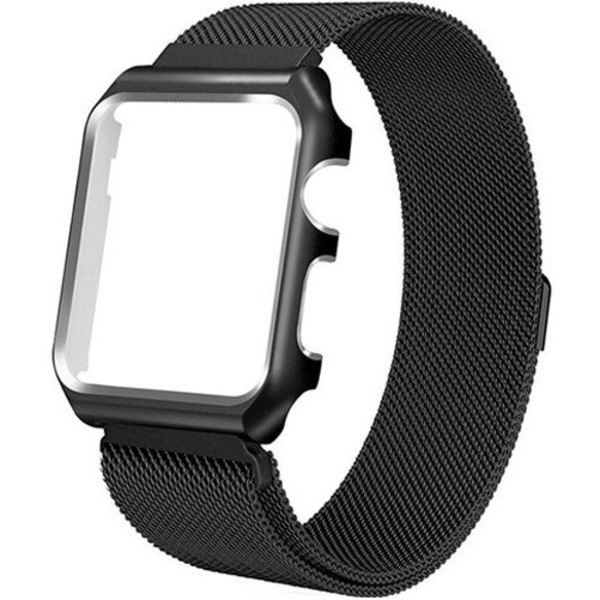 Металлический магнитный браслет с бампером для Apple Watch 38-40 мм цвет черный